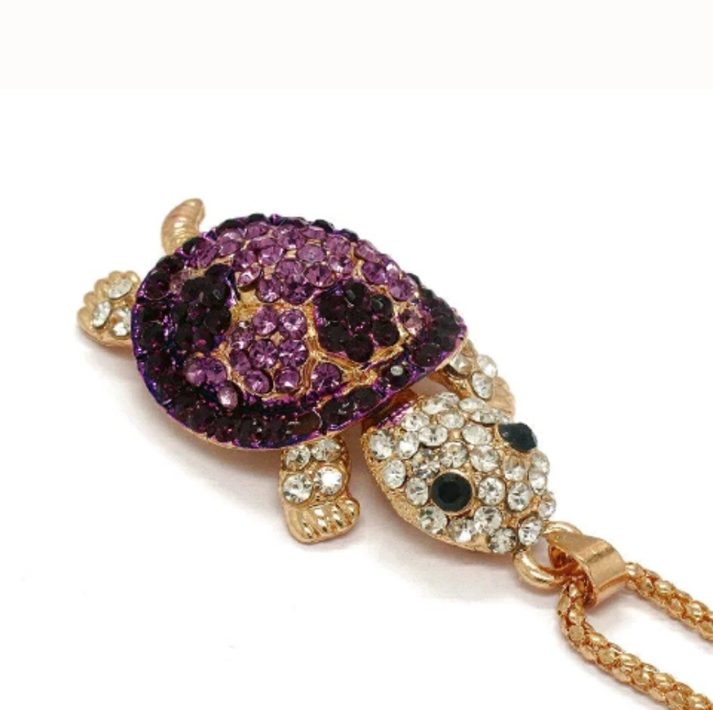 Betsy Johnson Purple Sea Turtle sweater necklace